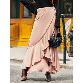 Foto: Satijnen a lijn maxi wikkelrok women s clothing bottoms skirts 