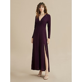 Foto: Mode bruiloftsgast v hals split maxi jurk women s clothing dresses oudjaarsjurken 