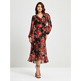 Foto: Maxi jurk met bloemenprint van chiffon en verstelbare taille women s clothing dresses print 