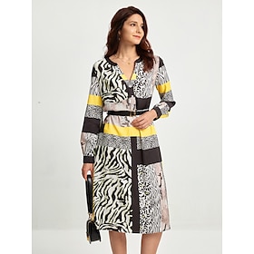 Foto: Satijnen casual midi jurk met luipaardprint en v hals women s clothing dresses print 