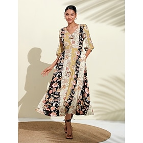 Foto: Maxi jurk met bloemenswing en ritszak women s clothing dresses print 