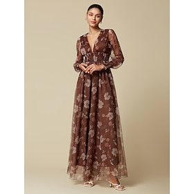 Foto: Maxi jurk met bloemenmesh en v hals women s clothing dresses print 