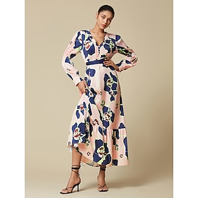 Foto: Satijnen bruiloftsgast gebloemde v hals maxi jurk met ritssluiting women s clothing dresses print 