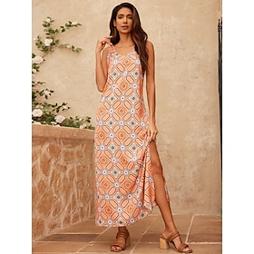 Foto: Satijnen marokkaanse boho maxi jurk women s clothing dresses print 