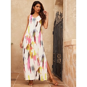 Foto: Mouwloze maxi jurk met schaduwprint women s clothing dresses print 