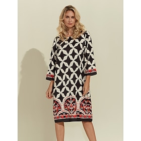 Foto: A lijn mini jurk met geometrisch patroon en halve mouwen women s clothing dresses print 