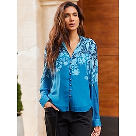 Foto: Blouse met lange mouwen en bloemenruches women s clothing tops blouses shirts 