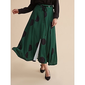 Foto: Satijnen maxi rok met peplum en gespleten uiteinden ceintuur women s clothing bottoms skirts 