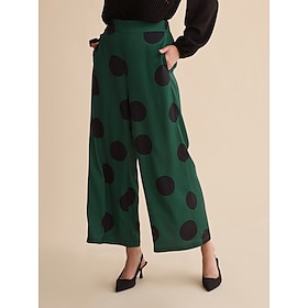 Foto: Satijnen broek met polkadotzak volledige lengte voor dagelijks gebruik women s clothing bottoms pant