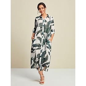 Foto: Maxi jurk met tropische bladerenprint women s clothing dresses casual jurken 