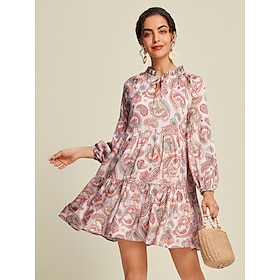 Foto: Boho mini jurk met satijnen paisley inkeping en trekkoord women s clothing dresses casual jurken 