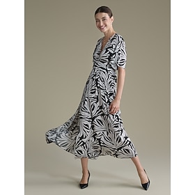 Foto: Gestreepte maxi jurk met v hals en zijsplit women s clothing dresses casual jurken 